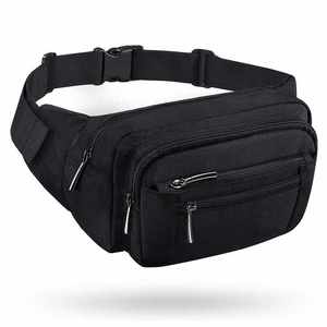 Riñonera Deportiva Impermeable de Poliéster Negro con Cierre y Correa Ajustable para Hombre, en Oferta - Product Image 1