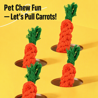 En stock Jouet pour animaux de compagnie en corde de coton en forme de carotte, jouet à mâcher durable pour chien, corde à mâcher tressée à nœuds pour la dentition et anti-ennui - Vente en gros personnalisée