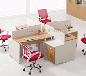 Escritorio de Oficina Minimalista <span class=keywords><strong>en</strong></span> Forma de Cruz para 4 Personas con Cajones de Almacenamiento - Product Image 2