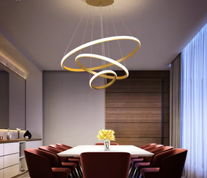 Zeal Lighting Round Geometric Hotel Metal Chandelier Designer Led Pendant Light Gold - Product Image 2