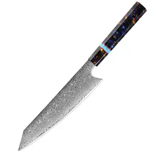 XITUO coltello da cuoco giapponese in acciaio di damasco da 8 pollici T-head kiritsuke coltello per mannaia per affettare manico in fibra di carbonio di alta qualità