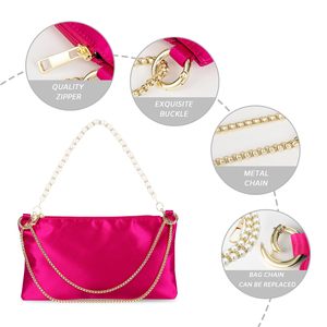 Borsa a tracolla personalizzata Logo donna moda donna imitata borsa di seta per cena con tracolla a catena - Product Image 6