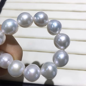 Collier de perles Edison de 10 à 12 mm, grande taille, perles d'eau douce naturelles, blanches, forte luminosité, forme ronde, brins de perles, cadeau pour maman - Product Image 3