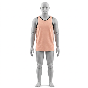 Men's <b>Peach</b> Mesh Tank <b>Top</b> Crew Neck Short Breathable Regular Fit All Seasons Solid Color 100% Polyester Soccer Apparel Front - Product Image 1