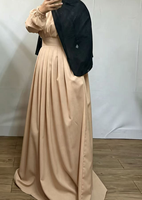 Abaya islamique élégante et modeste R-868 pour femmes, longueur cheville, manches longues, respirante, pour les fêtes et le quotidien, pour le Ramadan/Eid