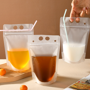 Sac Ziplock Transparent en PE à Poignée, Idéal pour Boissons de Fête, avec <span class=keywords><strong>Paille</strong></span>, pour Aliments, Café, Lait Liquide, Jus - Grande <span class=keywords><strong>Vente</strong></span> - Product Image 5