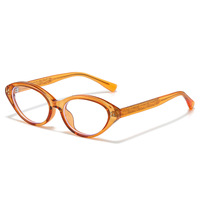 Lunettes 2026 Vintage haut de gamme anti-lumière bleue, monture ovale orange unie en acétate TR, à motif léopard, avec rivets et articulation à broche, monture intégrale