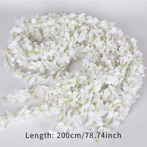 Chaîne de décoration de plafond en fleurs de cerisier Simulation Fleur suspendue <span class=keywords><strong>Longue</strong></span> Fleur Arche de mariage Rotin Enveloppé Chaîne de fleurs roses - Product Image 3