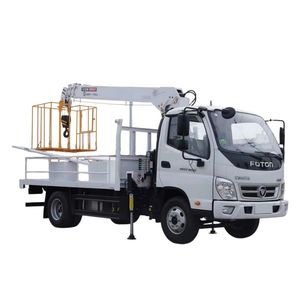 Grue télescopique montée sur camion Foton 4x2 de 3,2 tonnes, grue mobile de 4 tonnes avec benne à vendre - Product Image 1