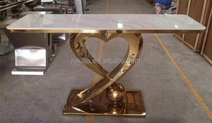 Luxury Love Heart Design Design Entrance <strong>Table</strong> <strong>Gold</strong> Shiny Metal Base Hallway Decorative <strong>Table</strong> Sintered Stone Top <strong>Console</strong> <strong>Table</strong> - Product Image 3
