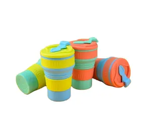 Vasos de silicona plegables de 350 ML fáciles de llevar Vaso de silicona plegable