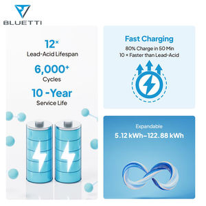 BLUETTI 51.2V 100Ah LiFePO4-batterij met intelligente verwarming bij koud weer, snelladen, lange levensduur, AC-zonnegenerator-ingang - Product Image 6