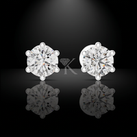 Pendientes de Diamantes Cultivados en Laboratorio con Corte Solitario Esencial de 0.50-5.00ct, Certificados por IGI, Oro Sólido de 14K con Cierre de Rosca Seguro