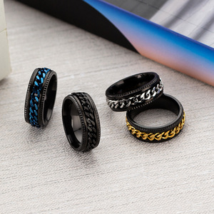 Anello Girevole da Uomo Apribottiglie con Catena <span class=keywords><strong>in</strong></span> <span class=keywords><strong>Acciaio</strong></span> Inossidabile, Gioiello alla Moda Anti-Ansia e Stress, Idea Regalo - Product Image 1