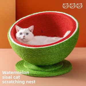 Cama <span class=keywords><strong>Rascador</strong></span> para Gatos de Sisal de Alta Densidad con Diseño de Sandía, Todo en Uno, Duradera, Resistente a las Garras, Almohadilla para Afilar Garras, Nido y Juguete para Gatos - Product Image 3