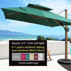 Paraguas Cantalever de lujo con luz para <span class=keywords><strong>patio</strong></span> exterior, paraguas impermeable para restaurante - Product Image 5