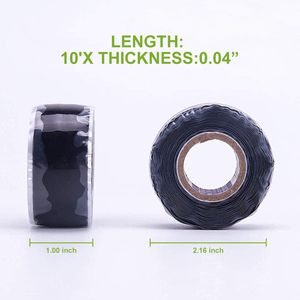 1 Inch X 10 FT Black Self-Fusing <strong>Silicone</strong> Tape Thickness 0.5mm <strong>Hose</strong> Repair Tape Heavy Duty and Leak Proof <strong>Rubber</strong> <strong>Hose</strong> Tape - Product Image 2