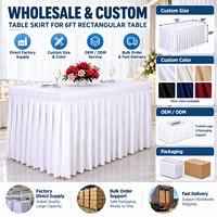 Nappe ajustée en polyester blanc de 6 pieds à prix de gros pour mariages, banquets et salons professionnels