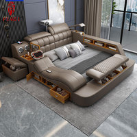 Trendiges Modernes Wohnzimmermöbel Intelligentes Multifunktionales Lederbett-Kombination 1,8M Massage-Tatami-Bett Schlafzimmer-Set