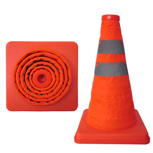 Cône de signalisation réfléchissant portable, pliable et rétractable en plastique, sur pied, sans alimentation électrique, pour <span class=keywords><strong>avertissement</strong></span> d'urgence - Product Image 1