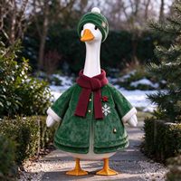 Tenues de Noël pour oies de porche de 23 pouces, ensemble de vêtements verts pour statues d'oies de Noël, décorations extérieures pour figurines de cygnes