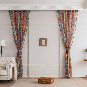 Rideaux de Bohème Géométrique Ombre Transparent-100% Polyester avec Glands Marocains pour Chambre/Salon/Café Filtre Sunlight - Product Image 5