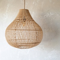Abat-jour en osier asiatique Plafonnier Lustre Suspendu Lampe Rotin Bambou Abat-jour Couvre Cadre En Bois Antique Moderne