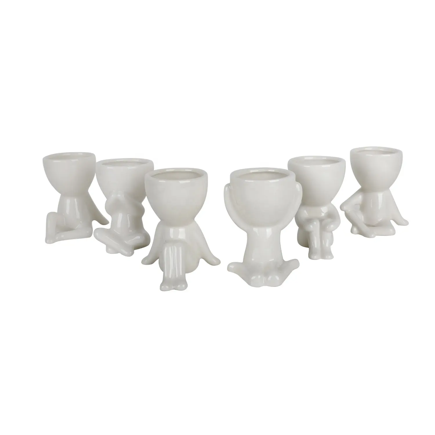 Worth Human Posture Set Indoor Decorative Succullent Planter Small Figurence Mini White Flower Pot Ceramic