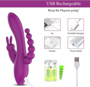 Masseur clitoridien et anal 3 en 1 avec moteurs doubles silencieux, 7 modes de vibration, vibromasseur G-spot, jouets pour adultes - Product Image 5