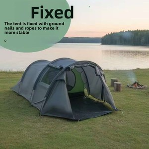 Nouvelle tente tunnel extérieure <span class=keywords><strong>pour</strong></span> <span class=keywords><strong>camping</strong></span>, grand espace, multifonction, protection solaire, multi-personnes, double couche, polyester 190T - Product Image 3