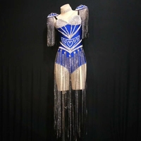 Maillot de corps scintillant à franges cristal pour femme, combinaison Sexy, chanteur de Jazz, de danse, tenue de scène, nouveau Costume