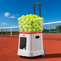 Máquina Lanzapelotas de Tenis con Control por Voz IA, Base con Ruedas y Barra de Arrastre, Programas de Entrenamiento Preestablecidos, para Entrenamiento de Habilidades en Clubes Profesionales