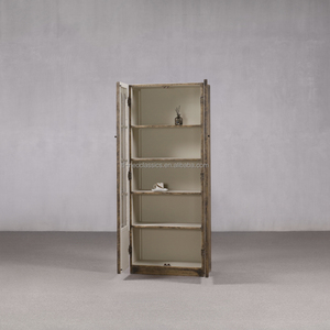 Vetrina Antica in Pino Stile Retrò con Vetro Antipolvere, Libreria in Legno Massello Stile Rustico Americano, Arredamento per Soggiorno e Hotel Personalizzabile - Product Image 4