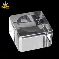 Support de sphère en cristal transparent poli fait main en gros, socle carré pour boule de cristal, idéal pour les cadeaux d'affaires