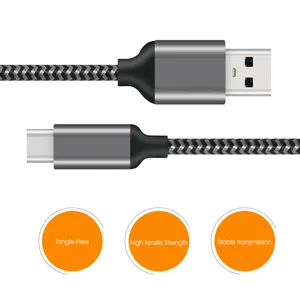 Free Sample 60W Nylon Braid Usb C Cable 3A Type C Usb Cable 5Gbps Super Speed Mobile Phone Cable For Samsung Huawei Xiaomi OPPO