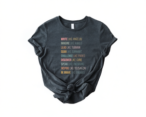 T-shirt da donna per il potenziamento femminile, vestibilità regolare, girocollo, manica corta, 100% cotone jersey, casual, per tutte le stagioni, con stampa a lettere - Product Image 1