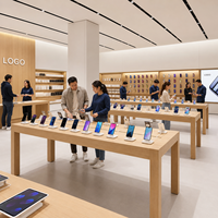 Présentoir de Comptoir de Luxe en Bois et Métal Robuste pour Téléphones Portables, Grain Naturel, Qualité Supérieure, Réglable pour Supermarché