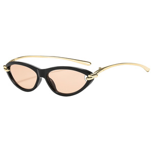 Lunettes de soleil œil de chat pour femmes, monture intégrale, protection UV400, branches en chaîne métallique, lunettes de mode estivales - Product Image 5