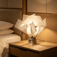 Lampe de table en albâtre géométrique d'art moderne, forme pliée, décoration pour chevet, bureau, maison, hôtel, salle d'exposition