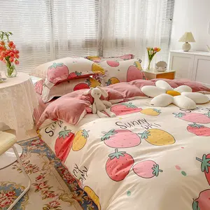 Juego de ropa de cama de estilo japonés, ropa de cama de 4 piezas, 100% algodón