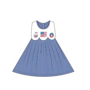 Yihui 2024 Summer beautiful comfortable cotton Embroidery pattern flag custom design OEM ODM Baby Wholesale girls clothing dress