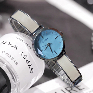 Reloj de cuarzo CILOA para mujer, esfera redonda, correa de cuero, reloj de pulsera analógico resistente al agua, reloj de moda minimalista para uso diario - Product Image 1