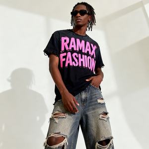 Camisetas Personalizadas al por Mayor con Logotipo, Impresión en Negro de Alta Calidad, Estilo Vintage, Lavado Ácido, Desgastadas, Bajo Demanda, para Hombre - Product Image 3