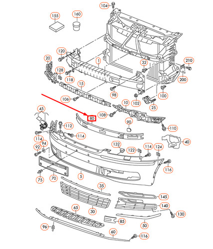 OEM 3D0 807 105 New Car Front Бампер Auto Part for Phae 2011-2013 - Detail View