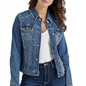 Veste en jean unisexe OEM décontractée à boutons, vêtement d'extérieur printemps, fermeture boutonnée dissimulée, logo personnalisable 2026 - Product Image 1