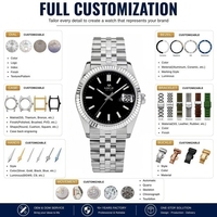 Montre-bracelet mécanique de luxe pour homme en acier inoxydable avec calendrier, design élégant, fabrication sur mesure, montres automatiques minimalistes OEM ODM