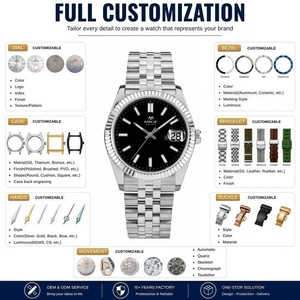 Reloj de Pulsera Mecánico de Acero Inoxidable de Lujo para Hombre, Diseño Elegante, Marca Personalizada de Fábrica, Relojes Automáticos Minimalistas OEM ODM - Product Image 2