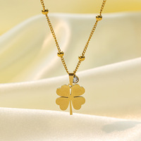 Collier pendentif trèfle à quatre feuilles en acier inoxydable plaqué or 18 carats PVD de haute qualité, sans ternissement, avec zircon, pour femmes