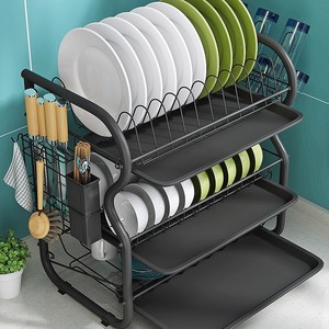 Dish Rack Drainer With Bowl And Chopstick Holder Quick Dry Foldable Kitchen Storage Rack L Size - Product Image 4