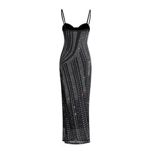 Mode Elegante Abend party <span class=keywords><strong>Prom</strong></span> Kleid Strass Perlen Diamanten Riemen Ärmelloses rücken freies Bodycon Kleid Hohe Qualität - Product Image 4